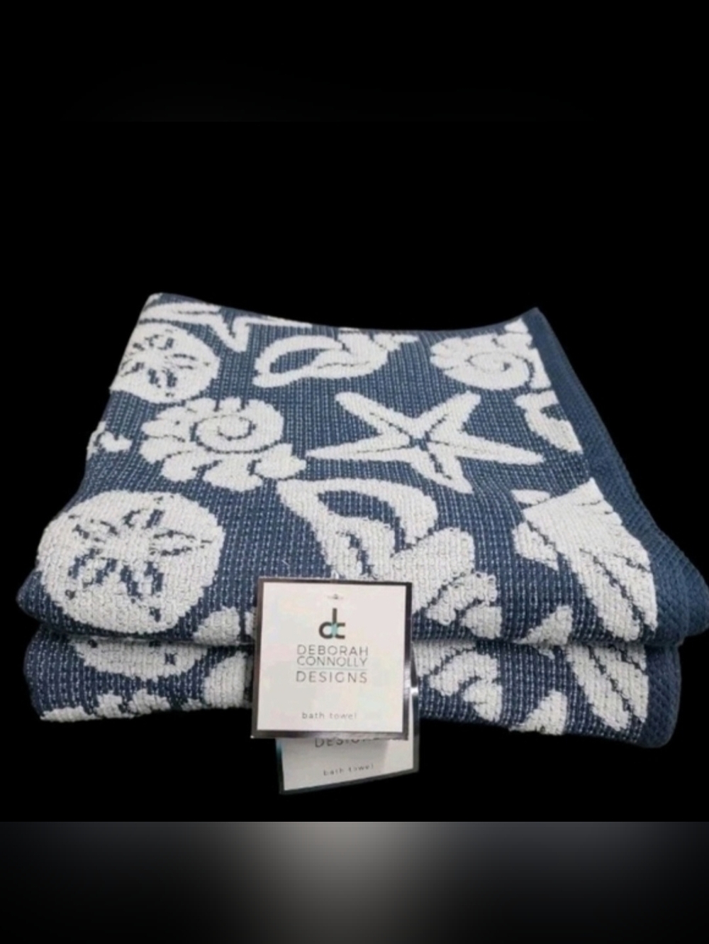 2 Starfish Sea Shell Beach House  Bath Towel Set Deborah Connolly NEW